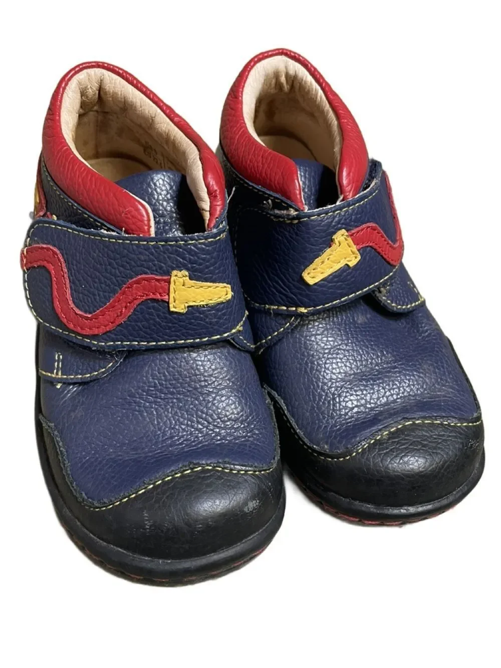 Kids Navy and Red Leather Slip-On Shoes